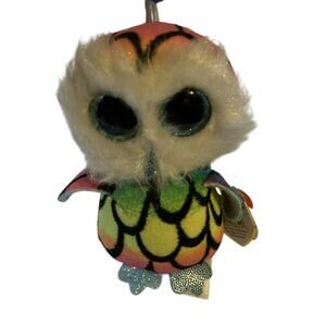 Ty Beanie Boos Colorful Barn Owl Key Clip Keychain Plush Original Tags